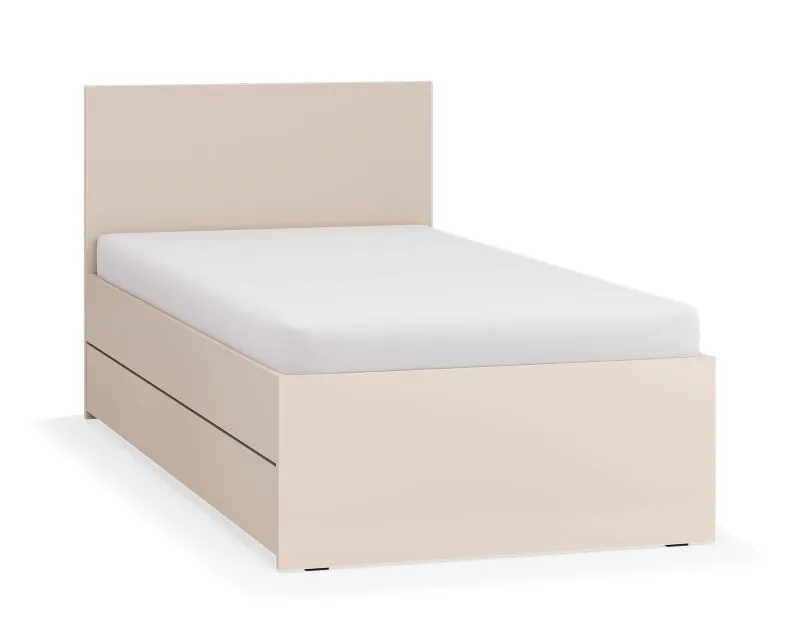 Einzelbett / Gästebett | Farbe: Beige | Liegefläche: 90 x 200 cm | mit Bettkasten für Bettwäsche | inkl. Lift up Lattenrost | für Schlafzimmer