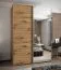 Kleiderschrank / Schiebetürenschrank | Soft-Close | 2 Kleiderstangen | 245,5 x 180 x 64 cm | Spiegel | 2 Schiebetüren | Farbe: Eiche Artisan | 11 Fächer