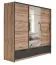 Schiebetürenschrank / Kleiderschrank Cerdanyola 08, Farbe: Eiche / Grau - Abmessungen: 222 x 229 x 64 cm (H x B x T)