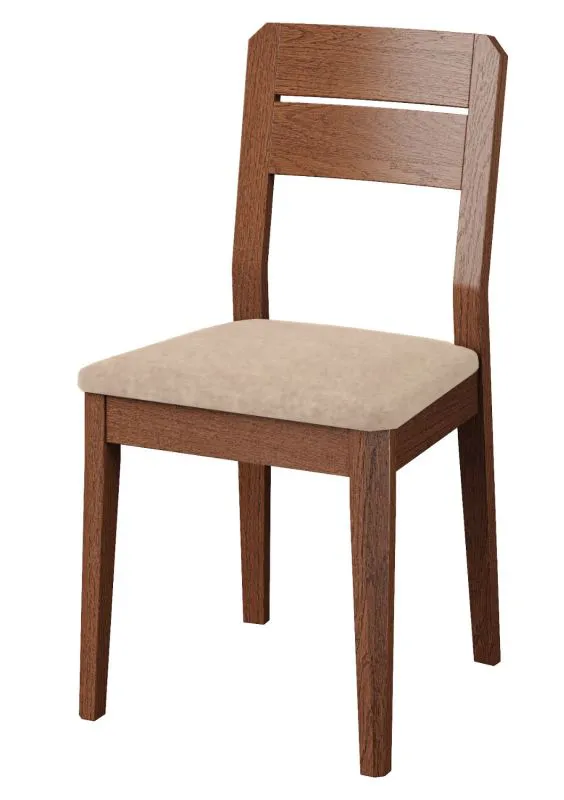 Bequemer Stuhl aus Eiche Massivholz Gorica 26, in Eiche Rustikal, mit Polsterung in Beige, 89 x 46 x 45 cm, sehr stabil, langlebig