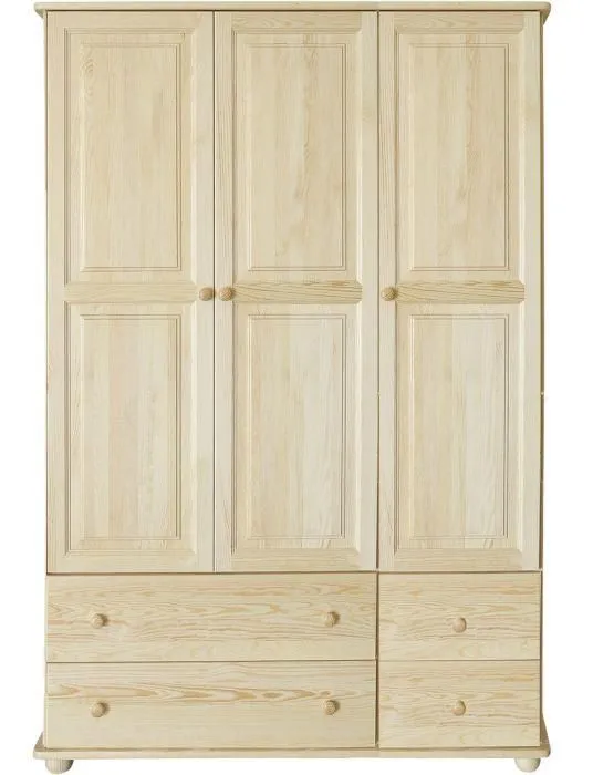 Landhaus-Stil Kiefer-Kleiderschrank massiv Natur 195x155x59 cm Abbildung
