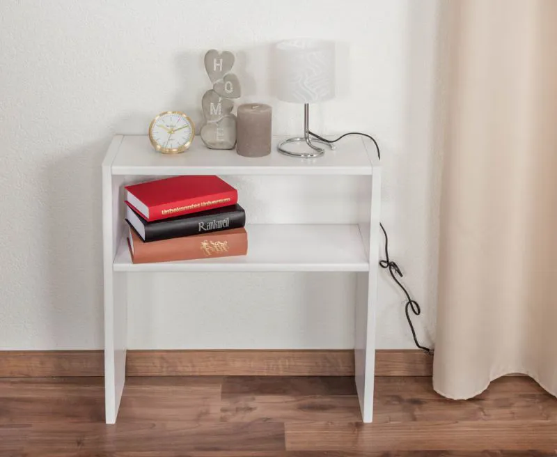 Regal "Easy Möbel" S02, Buche Vollholz massiv Weiß - 60 x 54 x 20 cm (H x B x T)