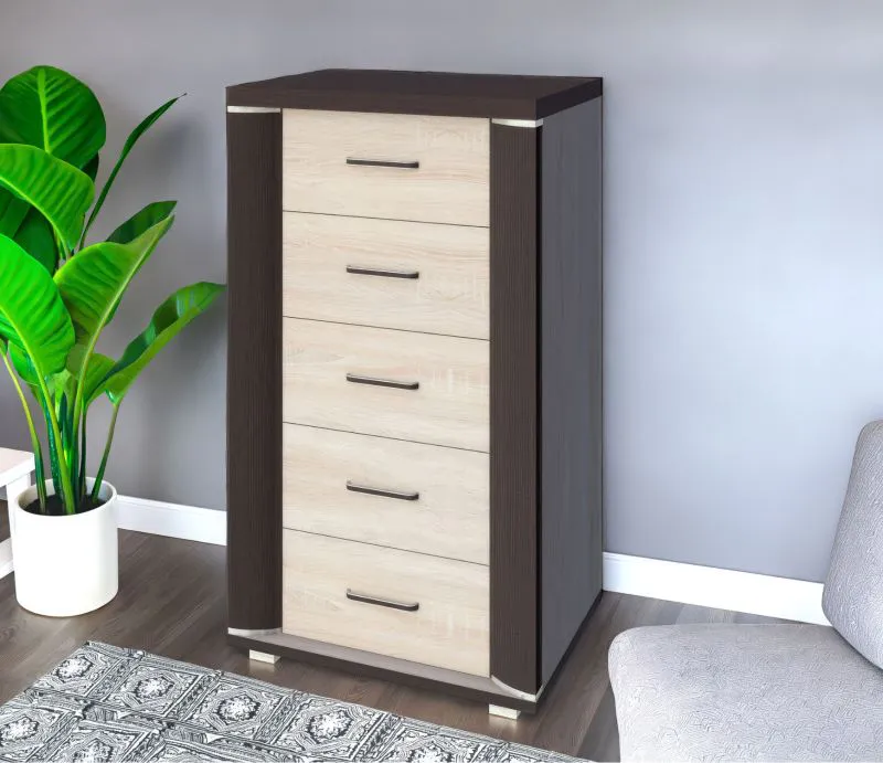 Kommode Aitape 39, Farbe: Sonoma Eiche dunkel / Sonoma Eiche hell - Abmessungen: 105 x 60 x 40 cm (H x B x T)