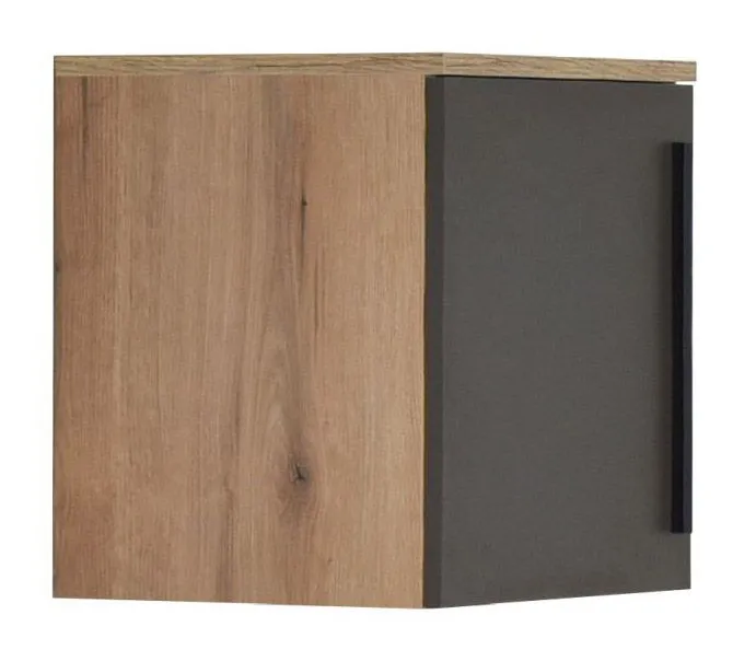 Aufsatz für Drehtürenschrank/ Kleiderschrank Burgos 02, Farbe: Eiche / Grau - 45 x 40 x 38 cm (H x B x T)