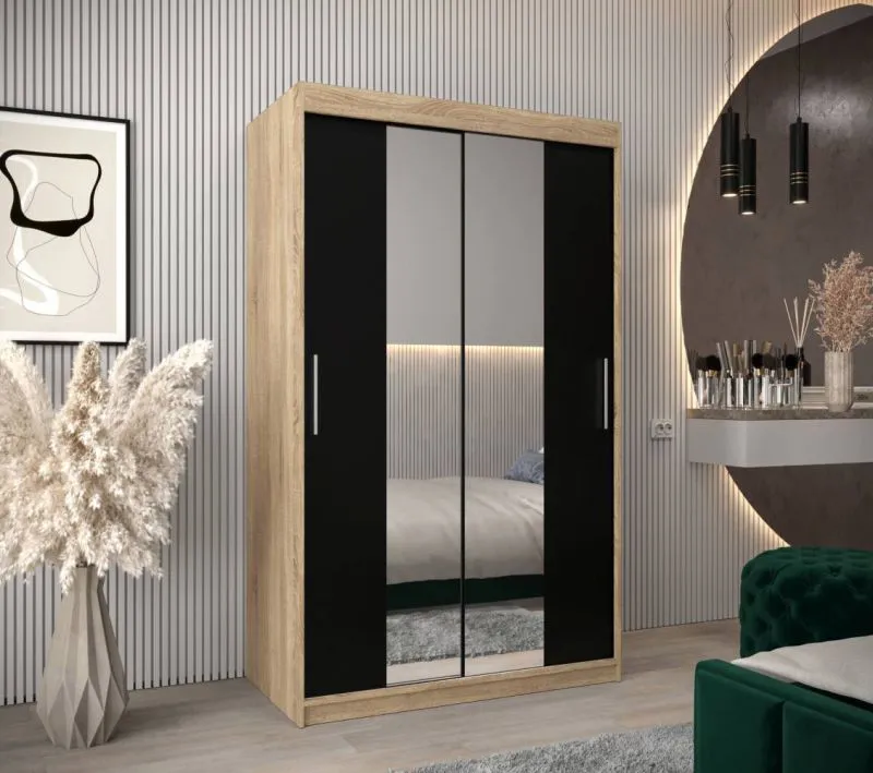 120 cm breiter Kleiderschrank mit 5 Fächern und 2 Türen | Farbe: Sonoma Eiche Abbildung