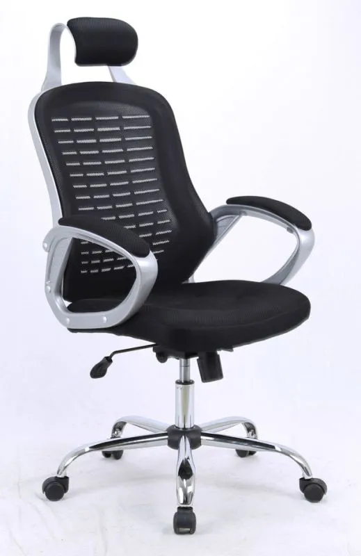 Drehstuhl Tamest 57, Farbe: Schwarz / Silber - Abmessungen: 117 - 127 x 66 x 65 cm (H x B x T)