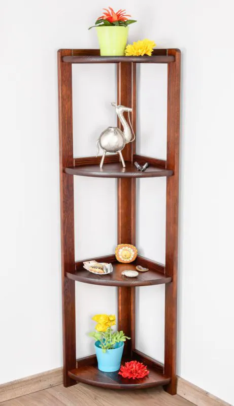 Regal / Eckregal Kiefer massiv Vollholz Nussfarben Junco 61 - Abmessungen: 125 x 40 x 30 cm (H x B x T)