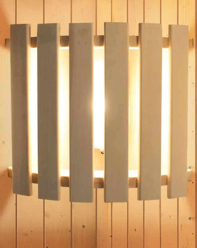 Saunaleuchte Modern mit Massivholzblendschirm