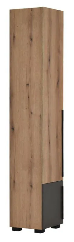 Drehtürenschrank/ Kleiderschrank Burgos 02, Farbe: Eiche / Grau - 215 x 40 x 38 cm (H x B x T)