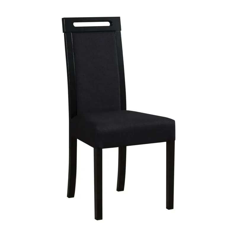 Moderner Esszimmerstuhl Alangis in elegantem schwarz, Polster aus T-25 Schaum, Buchenholz Korpus, robustes Holz, hoher Sitzkomfort