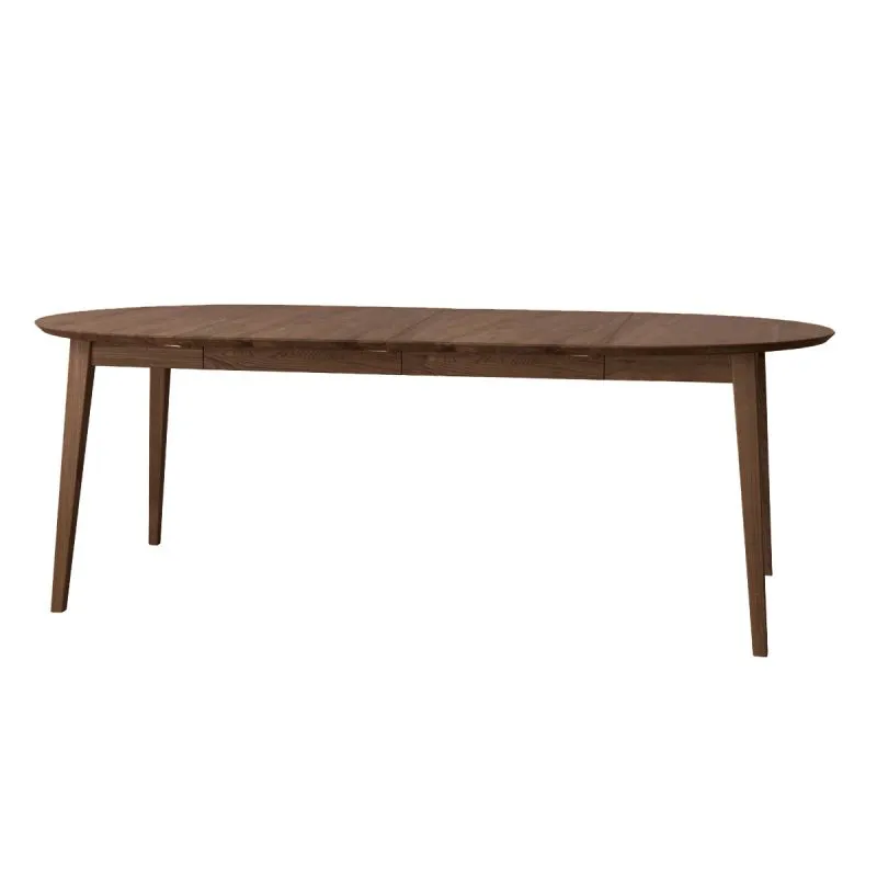 Esstisch Erdre 11, rund, aus Massivholz Eiche, ausziehbar von 90 cm bis 190 cm, Maße: 90 x 90 cm, Farbe: Tabacco, geölt, vier Standbeine, Tischplatte 2 cm