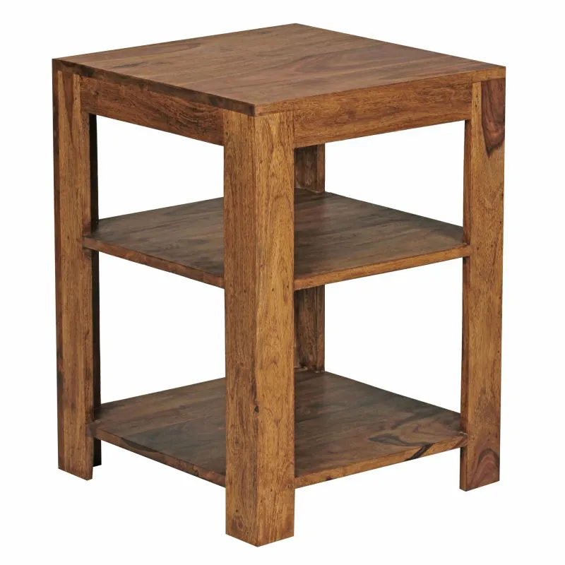 Sehr kleines Regal aus Sheesham Massivholz, Farbe: Sheesham - Abmessungen: 60 x 44 x 44 cm (H x B x T), mit 2 Fächern