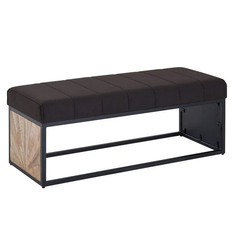 Sitzbank, Farbe: Schwarz / Mango, teilmassiv - Abmessungen: 40 x 105 x 40 cm (H x B x T) mit Sitzpolster