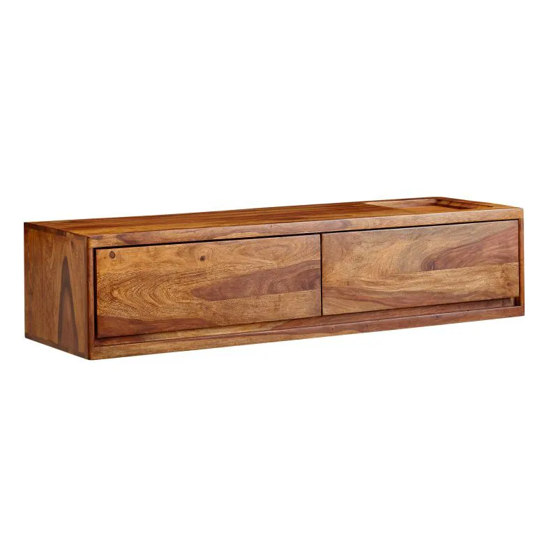 TV-Unterschrank / Lowboard, Farbe: Sheesham, teilmassiv - Abmessungen: 25 x 108 x 34 cm (H x B x T)