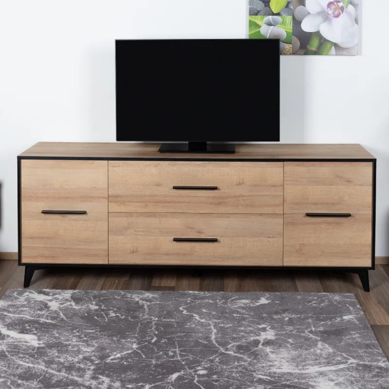 TV-Unterschrank Altels 05, Farbe: Riviera Eiche / Dunkelbraun - 68 x 179 x 40 cm (H x B x T)