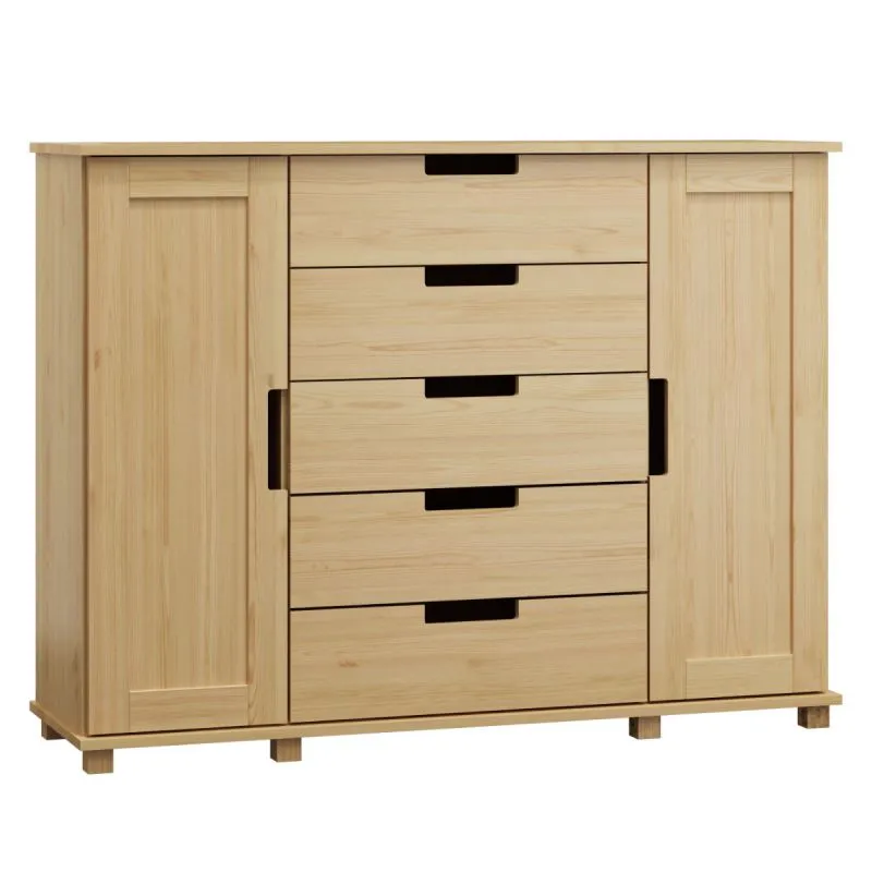 Highboard Kiefer massiv Vollholz natur 004 - Abmessung 120 x 140 x 42 cm (H x B x T)