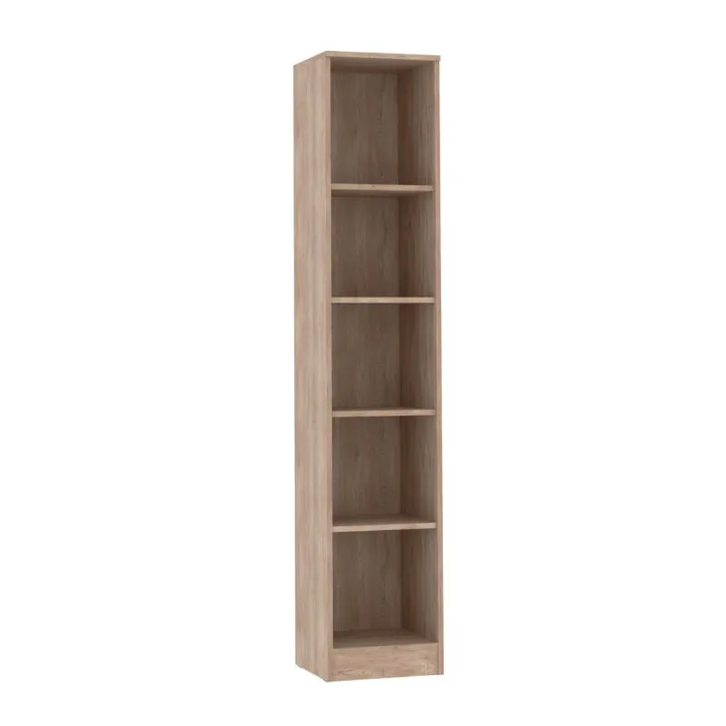 Bücherregal | Offenes Regal | Fafe 07 | Kaschmir / Eiche Cremona | Holzoptik | 4 Holzeinlegeböden | 5 Fächer | 185 x 36 x 34 cm | eckig | viel Platz