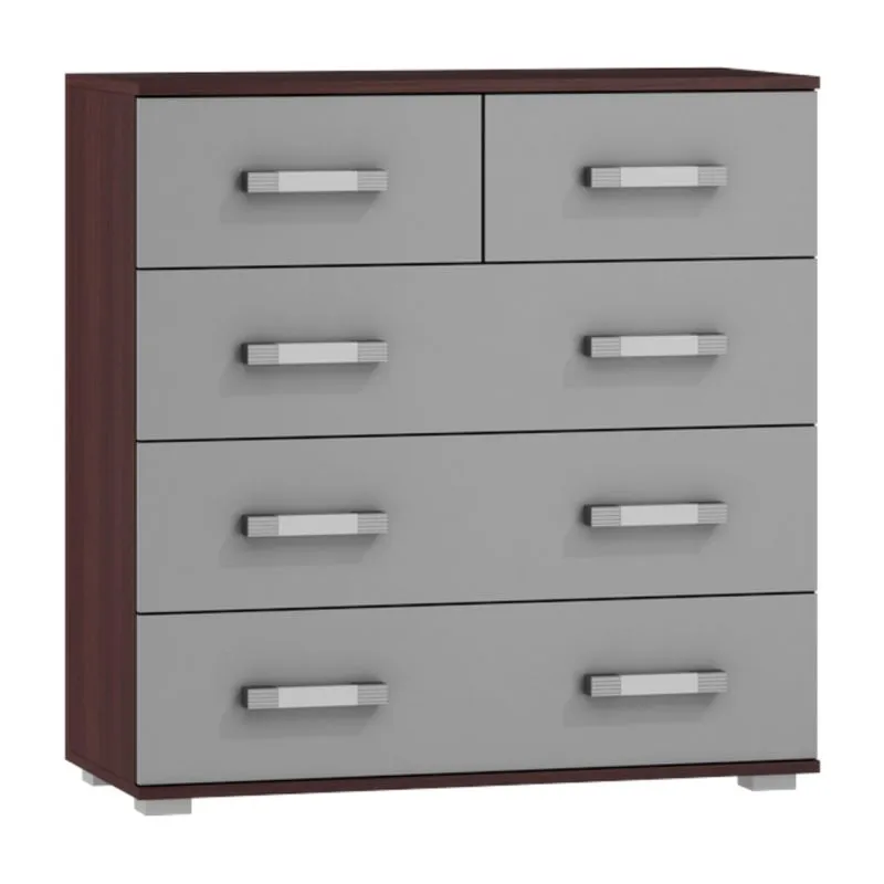 Kommode Tabubil 03, Farbe: Wenge / Grau - Abmessungen: 92 x 90 x 41 cm (H x B x T)