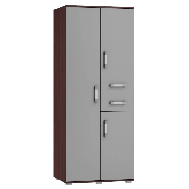 Schrank Tabubil 30, Farbe: Wenge / Grau - Abmessungen: 200 x 80 x 60 cm (H x B x T)