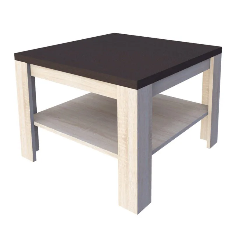 Couchtisch Aitape 20, Farbe: Sonoma Eiche dunkel / Sonoma Eiche hell - Abmessungen: 78 x 78 x 57 cm (B x T x H)