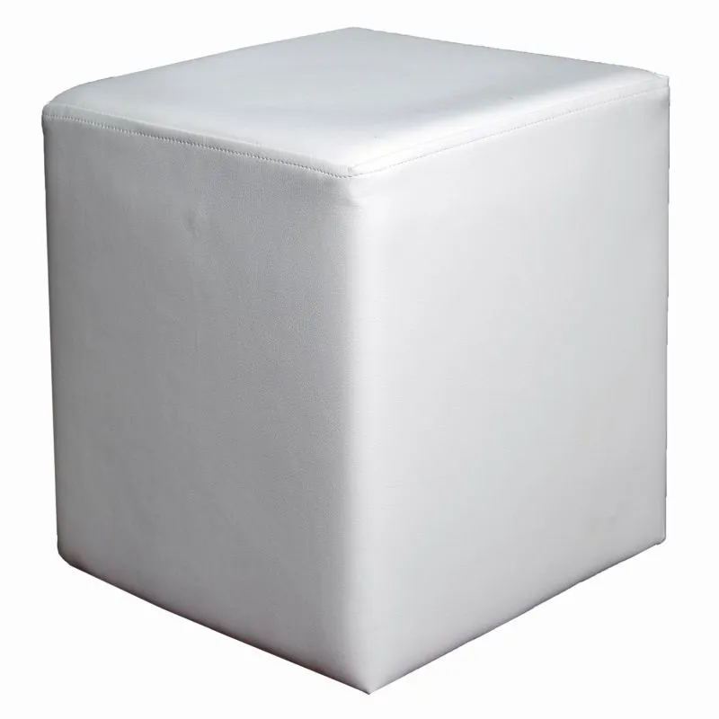 Würfelförmiger Hocker, schlichter Pouf Bassila 04 in Weiß, 40 x 36 x 36 cm, quadratisch, bequem