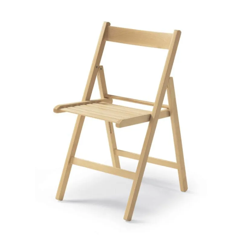 Neutraler Klappstuhl / Klappsessel aus Buchenholz Maridi 284, Farbe: Natur, Maße: 79 x 48 x 43 cm, Massivholz, Modernes Design, faltbar