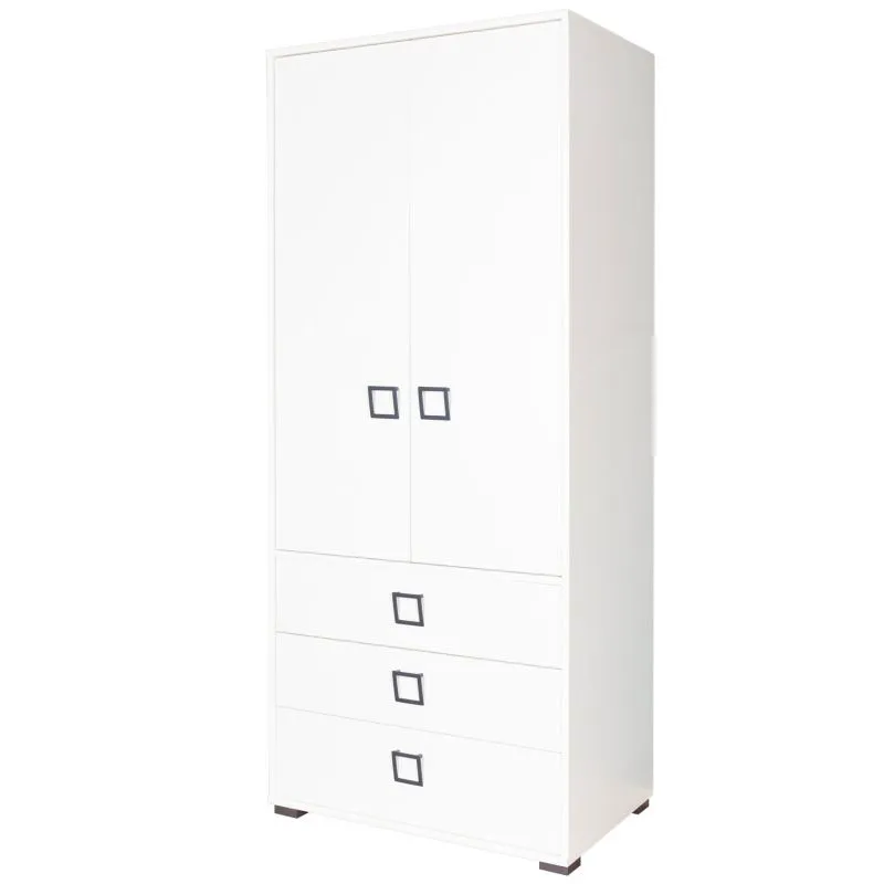 Drehtürenschrank / Kleiderschrank 13, Farbe: Weiß - Abmessungen: 198 x 84 x 56 cm (H x B x T)