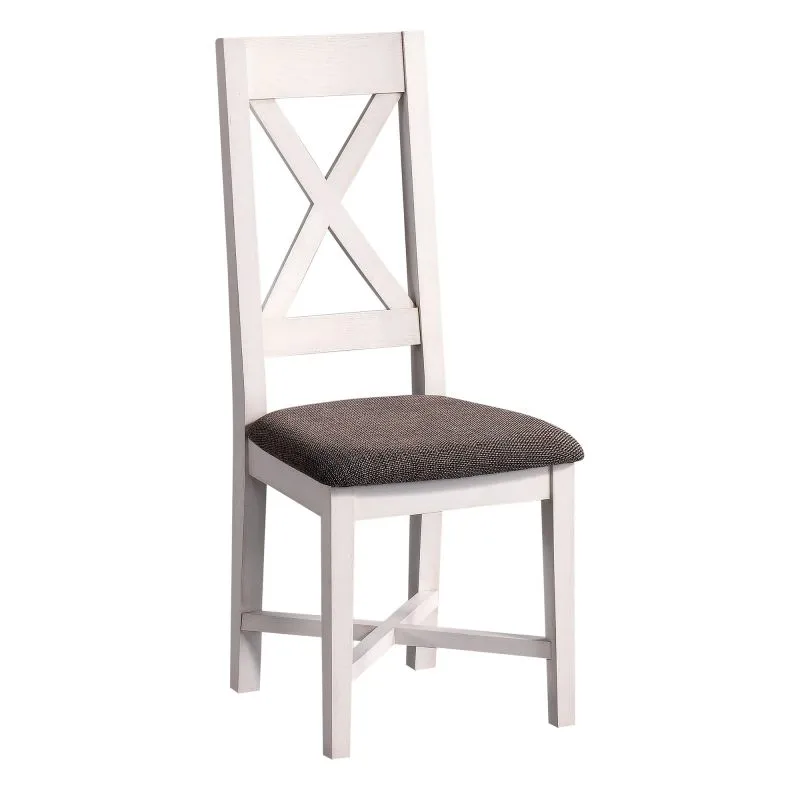 Stuhl mit Stoffbezug "Kilkis" Kiefer altweiß 42 - Abmessungen: 44 x 105 x 39 cm (L x H x T)
