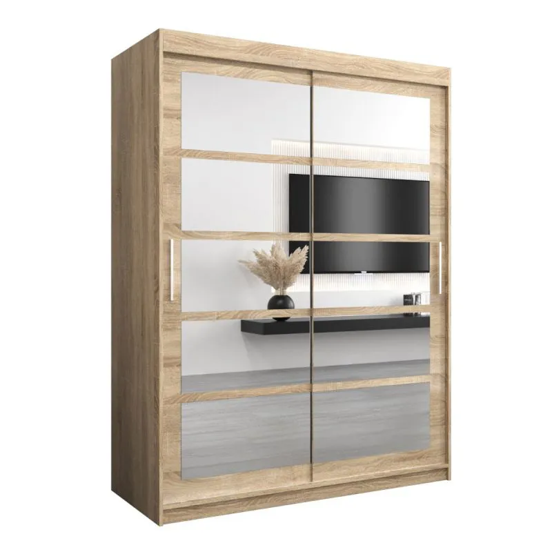 150 cm breiter Kleiderschrank mit 5 Fächern und 2 Türen | Farbe: Sonoma Eiche Abbildung