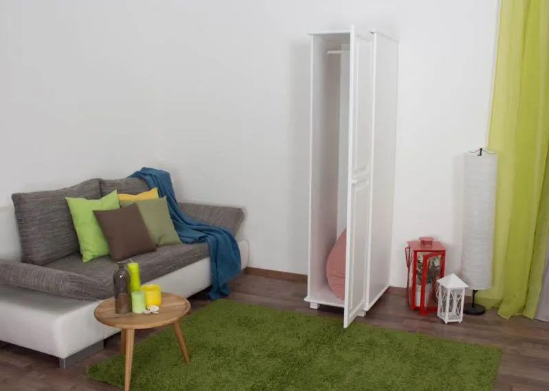 Kleiderschrank, Breite: 47 cm, Farbe: Weiß Abbildung