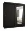 Schiebetürenschrank / Kleiderschrank Aletschhorn 15, Farbe: Schwarz, 10 Fächer, eine Spiegeltür, 1,8 Meter breit, zwei Kleiderstangen, Aluminiumschienen