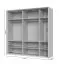 Kleiderschrank mit drei Glastüren inkl. LED-Rahmen und Innenbeleuchtung Neiafu 71, Farbe: Kaschmir, Soft-Close-Funktion, Maße: 224 x 227 x 56 cm