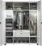 Drehtürenschrank / Kleiderschrank Pantanoso 15, Farbe: Weiß / Grau - Abmessungen: 239 x 185 x 57 cm (H x B x T)