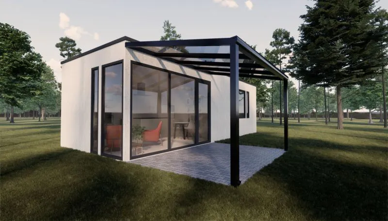 Terrassenüberdachung XL 02, Dach: 16 mm Polycarbonat klar, Grundfläche: 16,28 m² - Abmessungen: 400 x 407 cm (B x L)