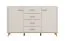 Kommode | 4 Schubladen | Farbe: Kaschmir | 2 Drehtüren | Sideboard | Maße: 154 x 40 x 90,5 cm | Griffe & Beine: Eiche Artisan | 4 Fächer | ABS-Kanten