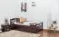 Einzelbett/ Gästebett "Easy Premium Line" K1/2h inkl. 2. Liegeplatz und 2 Abdeckblenden, 90 x 200 cm Buche Vollholz massiv schokobraun lackiert