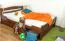 Einzelbett / Funktionsbett "Easy Premium Line" K4, inkl. 2 Schubladen und 1 Abdeckblende, 140 x 200 cm Buche Vollholz massiv dunkelbraun lackiert