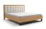 Doppelbett | Kiefer massiv | 160 x 200 cm | Farbe: Eiche / Beige | weich gepolsterte Kopfstütze | inkl. Lattenrost | Metallfuß | Gästebett