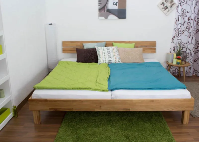 Eiche Holzbett Bettgestell 200 x 200 cm geölt Abbildung