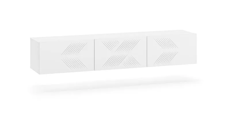 Hängender TV-Schrank / TV-Bank mit Soft-Close System Taos 23, sehr gut Kombinierbar, Farbe: Weiß matt, Maße: 32 x 170 x 37 cm, mit drei Kippfächer, Zeitloses Design