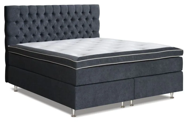 Boxspringbett MINDORO, Box: Bonellfederkern, Matratze: Taschenfederkern, Top Matress: Schaumstoff -  Abmessung: 160 x 200 cm - Farbe: Grau