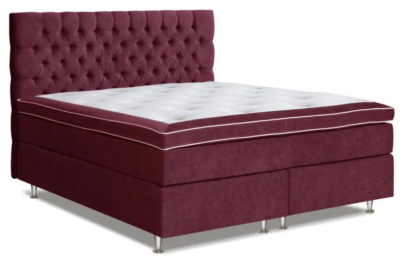 Boxspringbett MINDORO, Box: Bonellfederkern, Matratze: Taschenfederkern, Top Matress: Schaumstoff -  Abmessung: 160 x 200 cm - Farbe: Rotbraun