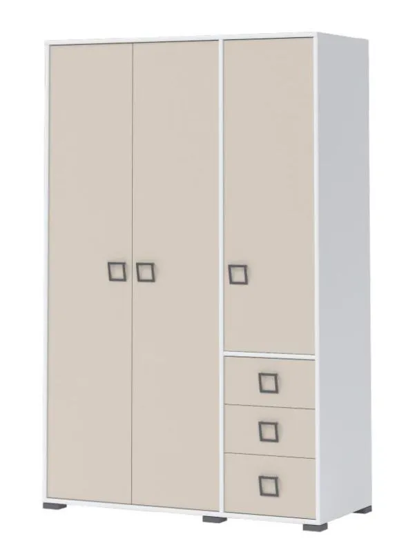 Kleiderschrank Kinderzimmer Weiß 198x126x56 cm Abbildung