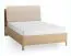 Doppelbett | Farbe: Eiche / Beige | 140 x 200 cm | gepolsterte Kopfstütze | inkl. Lattenrost | vier offene Regale | Behälter hinter Rückenlehne