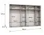 Drehtürenschrank / Kleiderschrank | Farbe: Schwarz | 4 Fächer | 3 Meter breit | Griffe: Gold | 4 Kleiderstangen | Soft-Close-Funktion | Maße: 300 x 52 x 202 cm