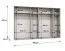 Drehtürenschrank / Kleiderschrank | Farbe: Weiß | 3 Meter breit | 6-Türig | Griffe: Gold | 4 Fächer | Maße: 300 x 52 x 202 cm | 4 Kleiderstangen