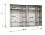 Drehtürenschrank mit 3 Meter breite Korab 107, Farbe: Schwarz, Soft-Close-Funktion, zwei Spiegeltüren, vier Kleiderstangen, Griffe: Gold, vier Fächer