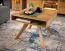 Wohnzimmer Komplett - Set A Nobres, 5- teilig, in Eiche / Natur, braunes Antisol-Glas, dekorative Eichenlamellen, Beine und Griffe in Schwarz