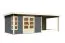 Gartenhaus SET terragrau mit Anbaudach 3,2 m, Rückwand, Grundfläche: 8,6m²