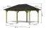 Rechteckiger Pavillon SET mit schwarzen Schindeln, Farbe: Natur KDI, Grundfläche 11,13 m²